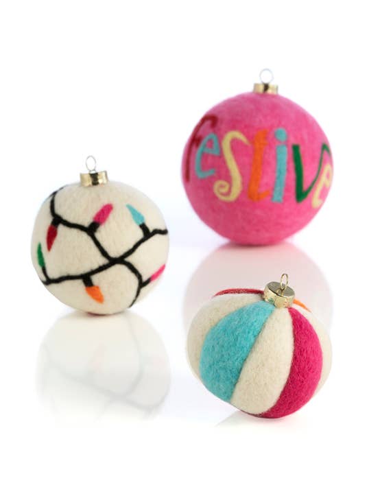 FESTIVE ASSORTED SET OF 3 ORNAMENTS