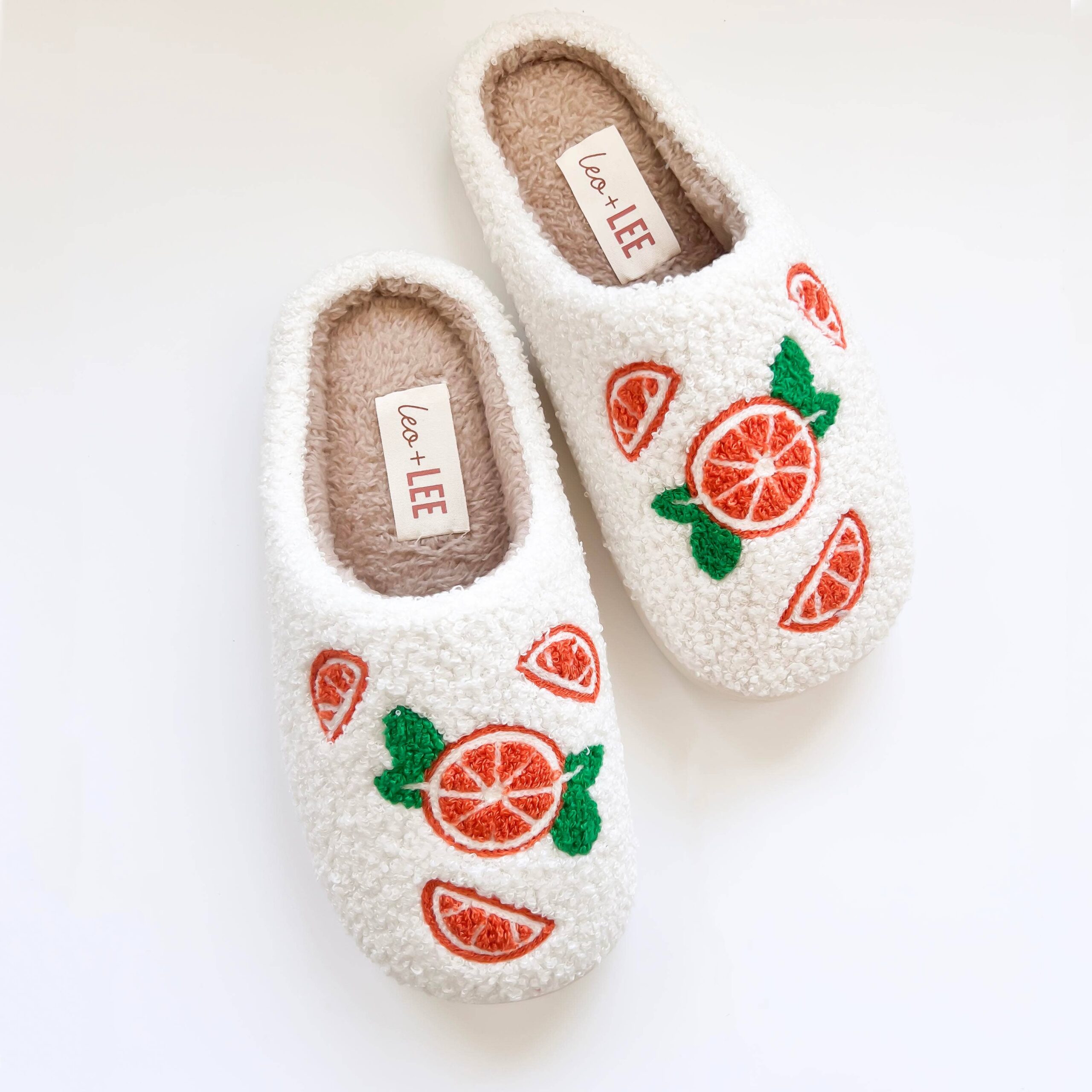 Orange Plush Slippers: 39/40 Small