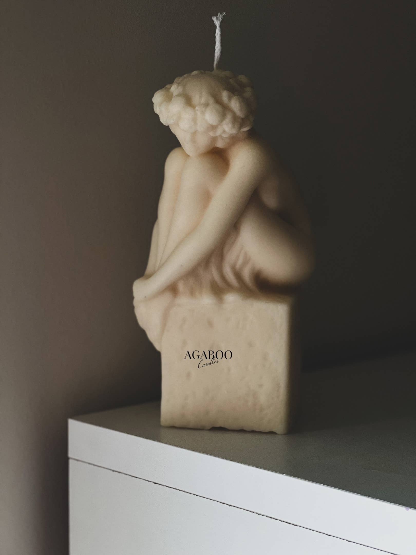 Large Sitting Lady Statue Candle 7.5x4in - Sculptural: Peach, Magnolia and Peony