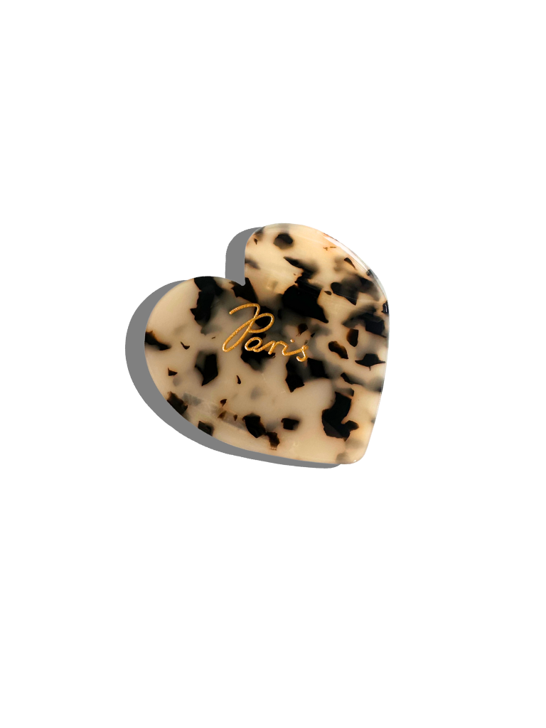Hand-Painted Paris Heart Acetate Claw Hair Clip | Eco-Friend