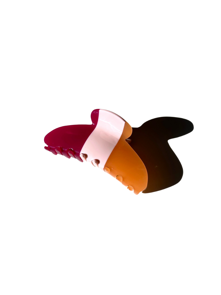 Minimalist Stripe Acetate Claw Clip | Eco-Friendly: Red