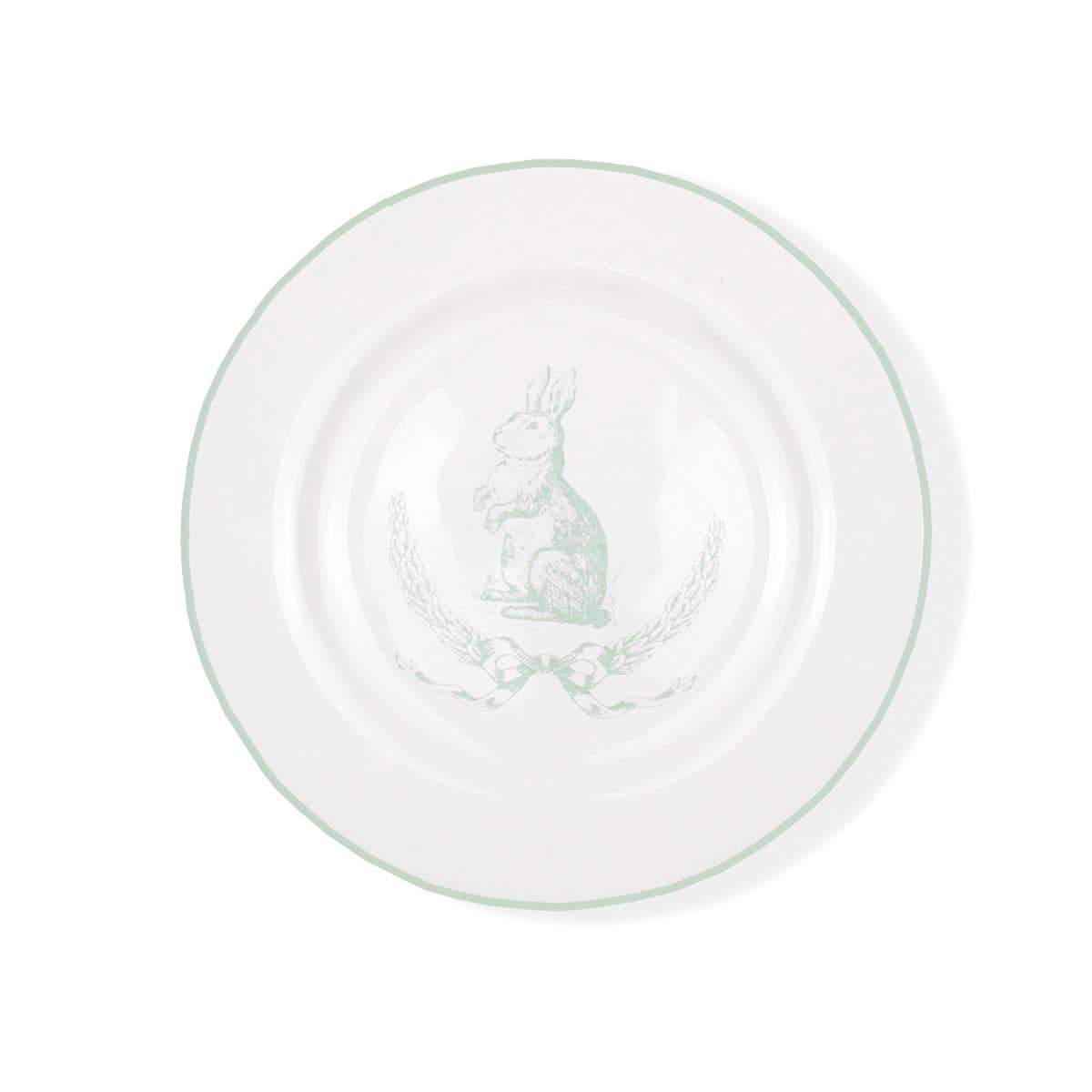 Laurel Wreath Bunny Plate White/Light Blue 8"