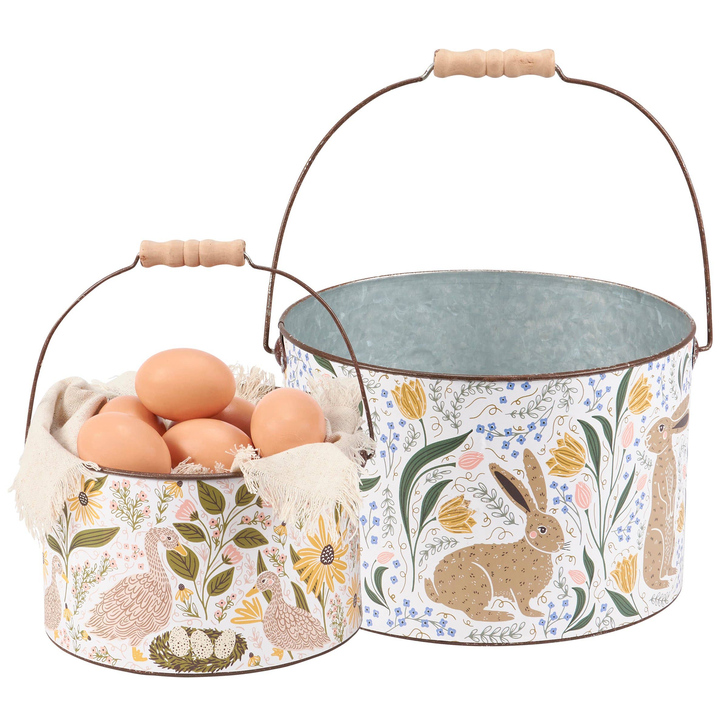 Rabbit Folk Art Bucket Set