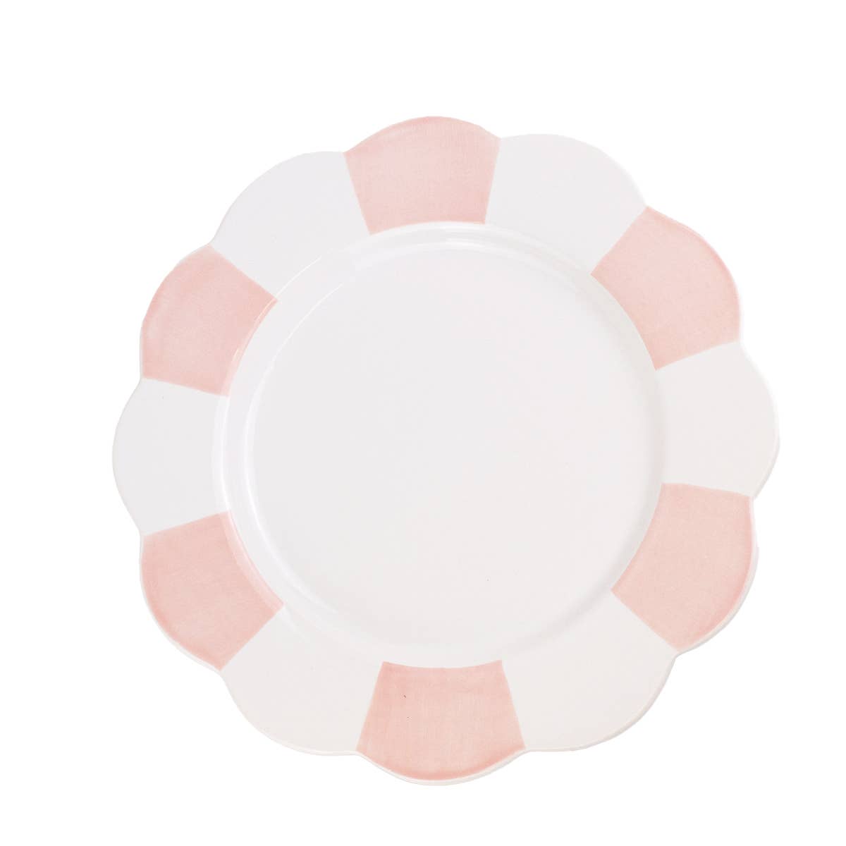 Scallop Plate   White/Light Pink   8''