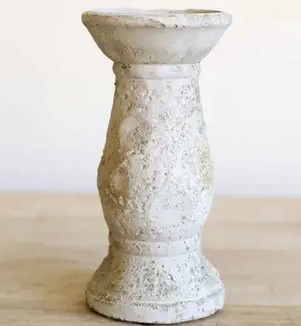 Visby Candle Holder   Antique White   4x7.75