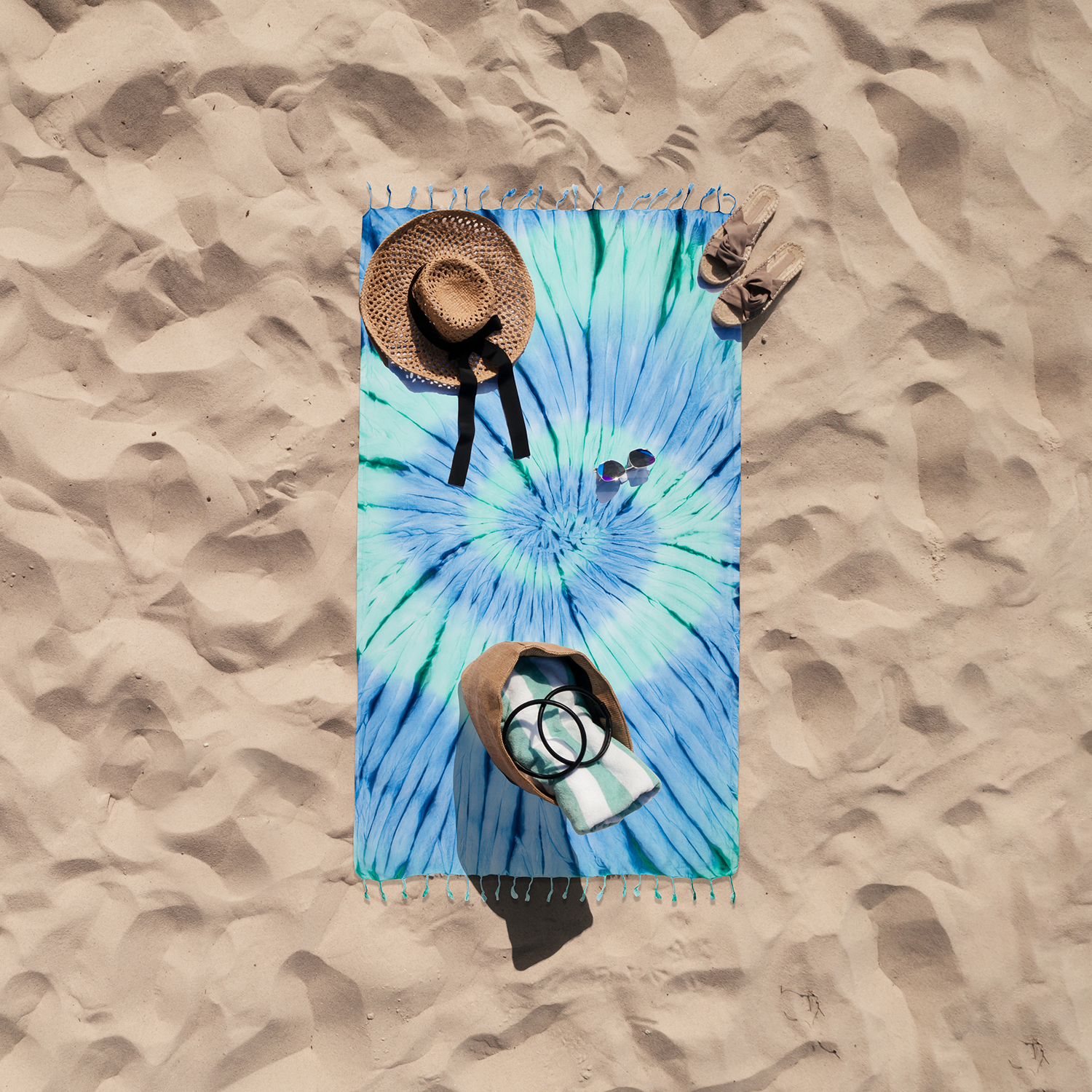 Tie Dye Pestemal Turkish Beach Towel Sand resistant hand-dye - Image 2