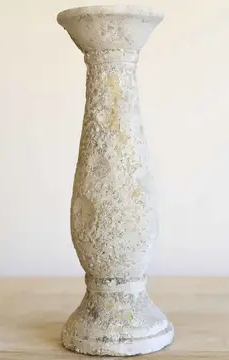 Visby Candle Holder   Antique White   4.5x12.75