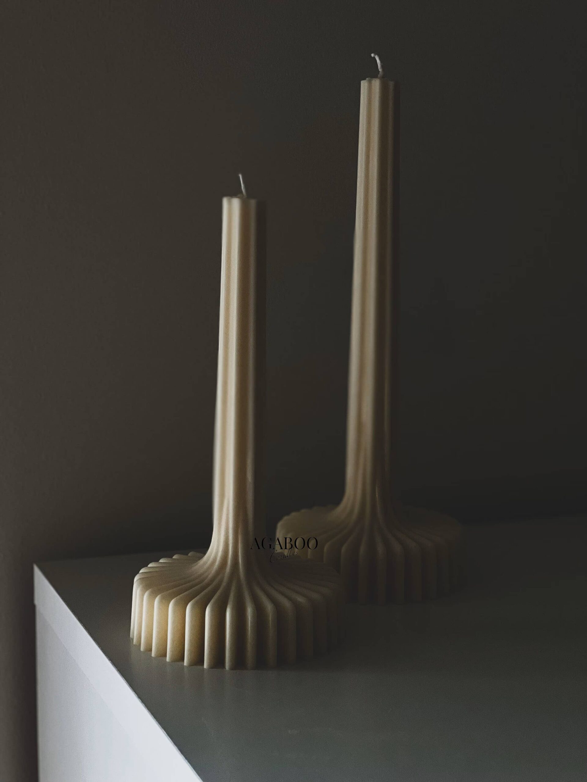 Large Stripe Vase Column Candle - Pillar: Cream, Small