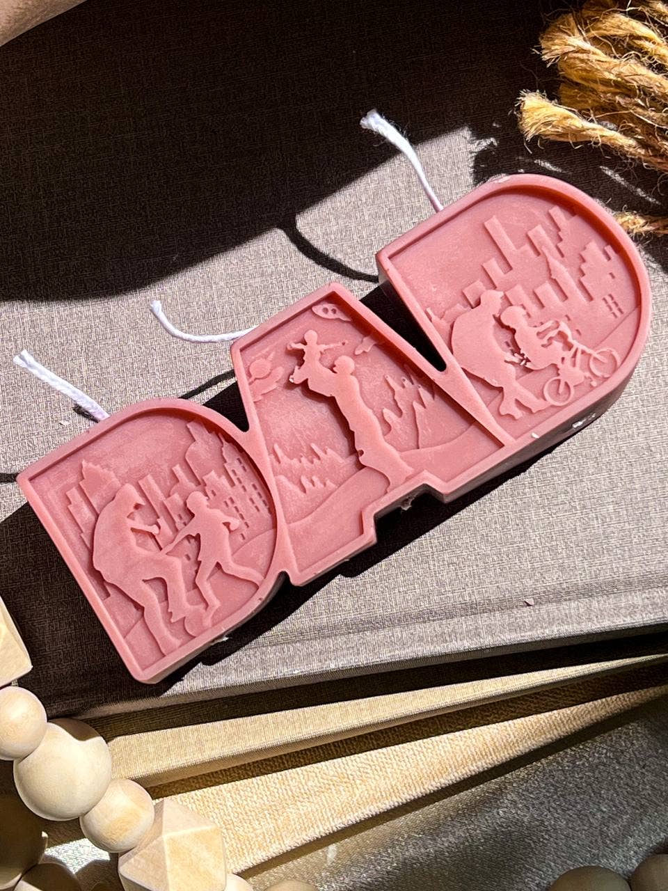 DAD Letter Candle 1.5x4.5in Cream, Sea Salt & Orchid