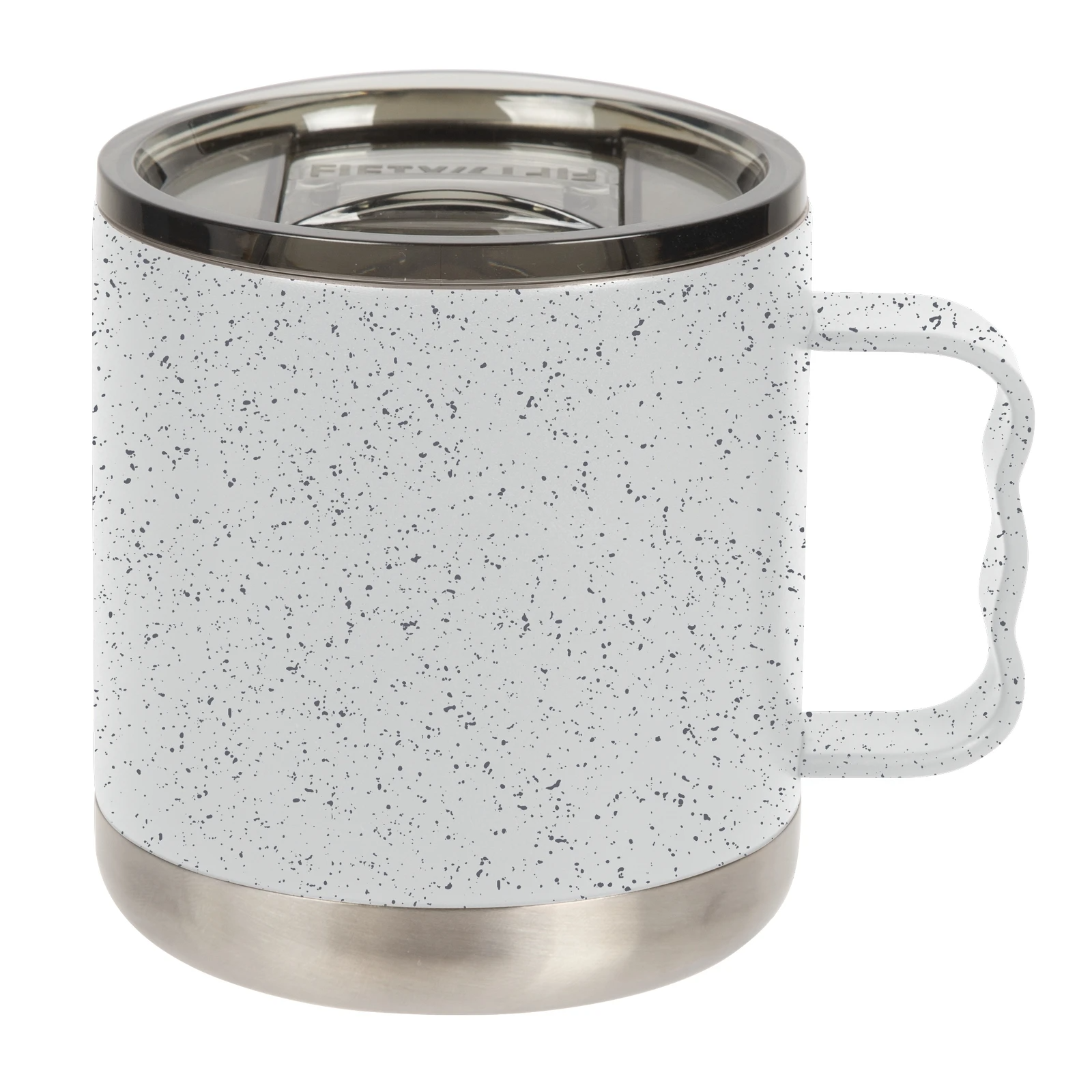 15 oz Double-Wall Vacuum Insulated Camp Mug with Slide Lid: White/Slate Speckled