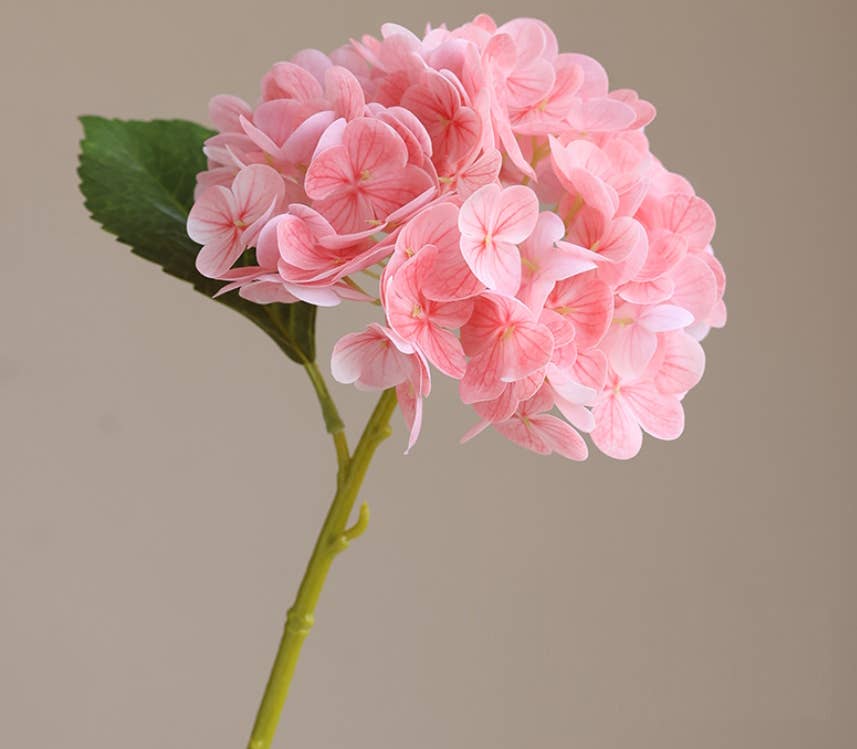 18"  Real Touch lifelike Hydrangea-6”bloom: Soft Pink