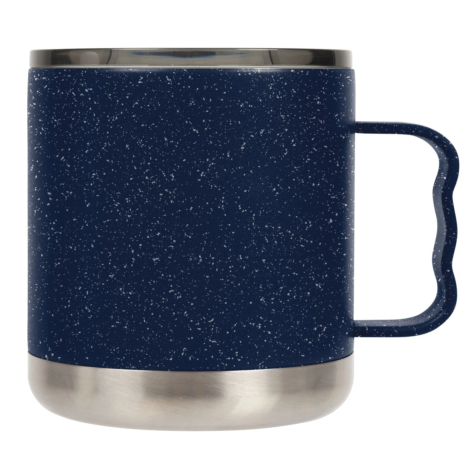 15 oz Double-Wall Vacuum Insulated Camp Mug with Slide Lid: Navy/White Speckled