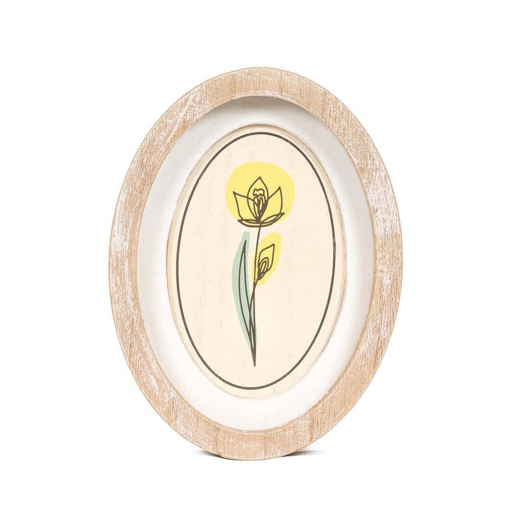 6x8 oval wood frame DAFODIL Easter Spring