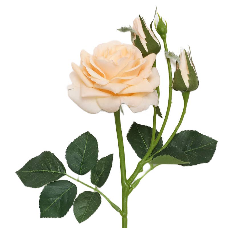 16" Real Touch Rose-moisturizing rose petal bendable stem: Light Peach