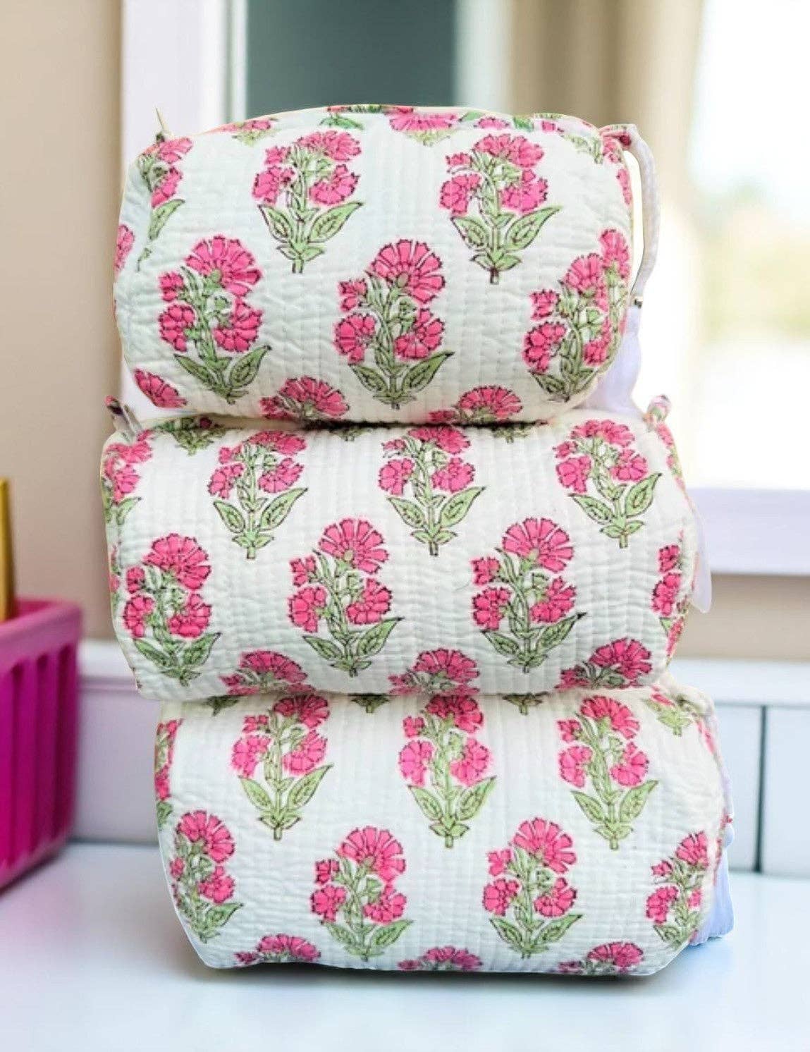 Pope Pink Floral Cosmetic Bag Set