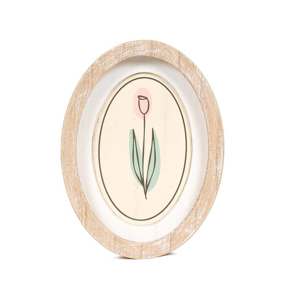 6x8 oval wood frame sign TULIP Easter Spring