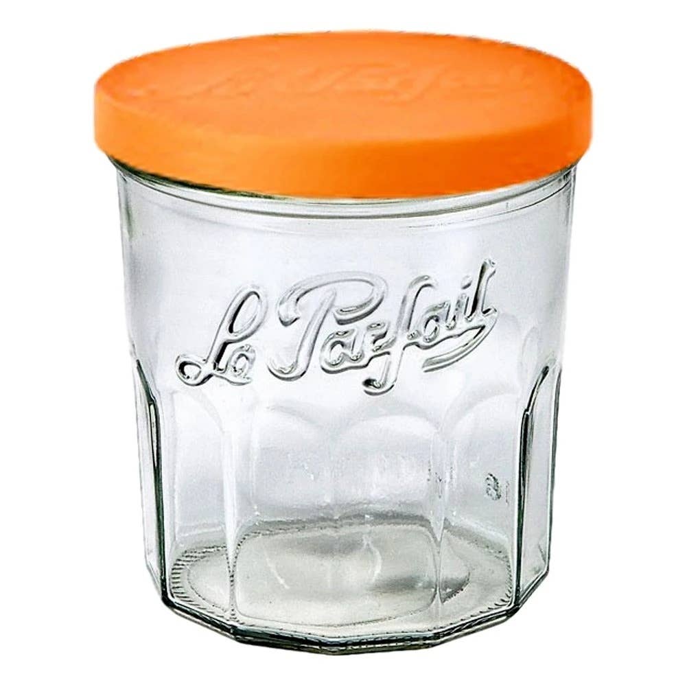 Le Parfait - 324ml French Jam Pot Faceted Drinking Glass W Orange Cover