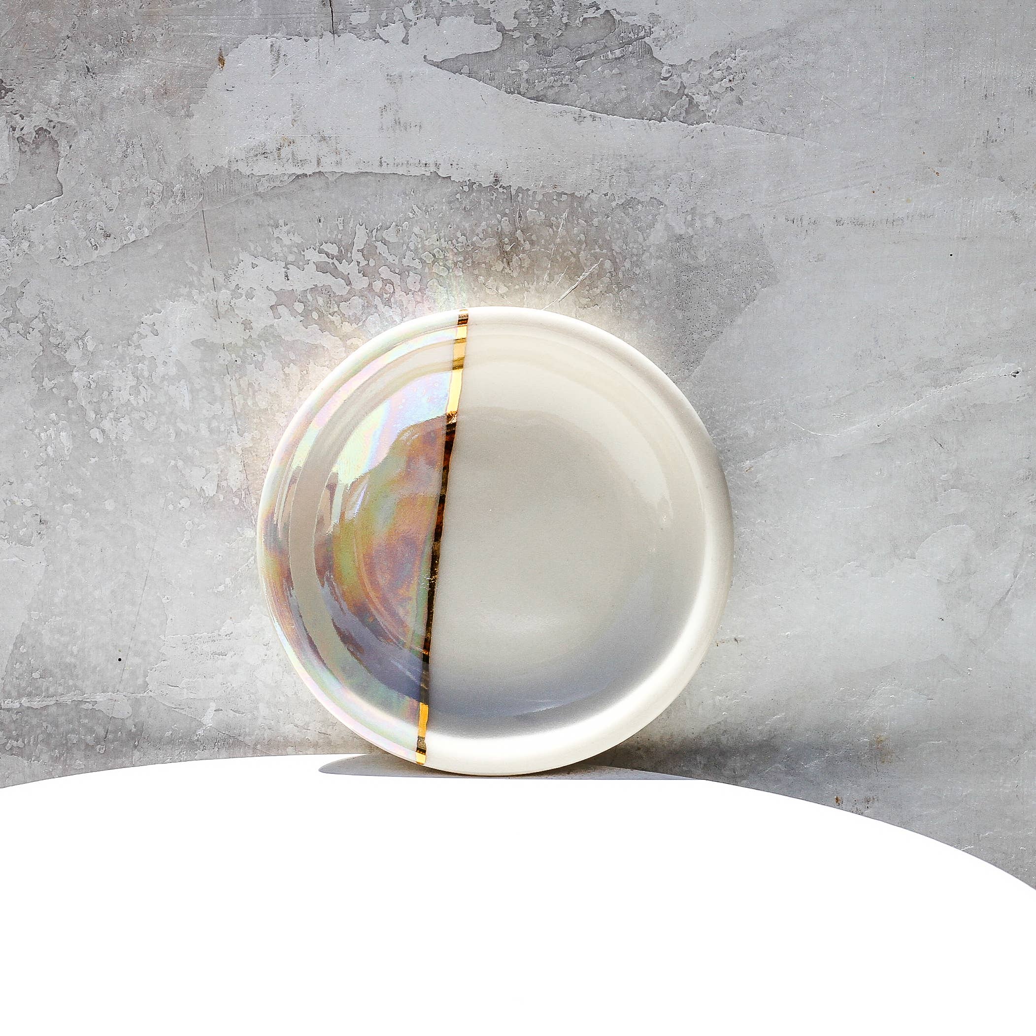Apricity Ceramics - Dipped Iridescent Ring Dish | Handmade Pottery with Gold
