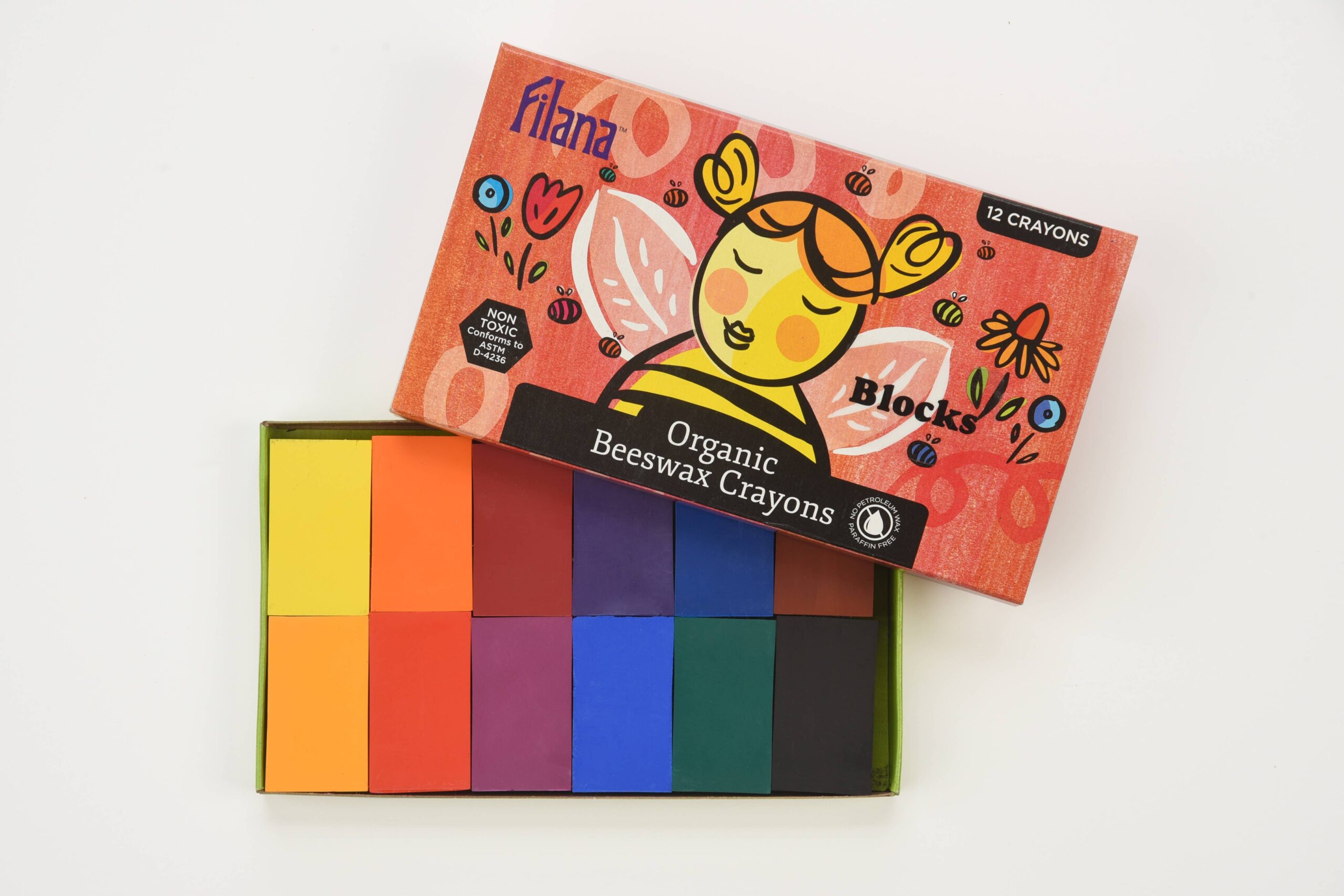 Organic Beeswax Crayons  12 Classic Colors in Block