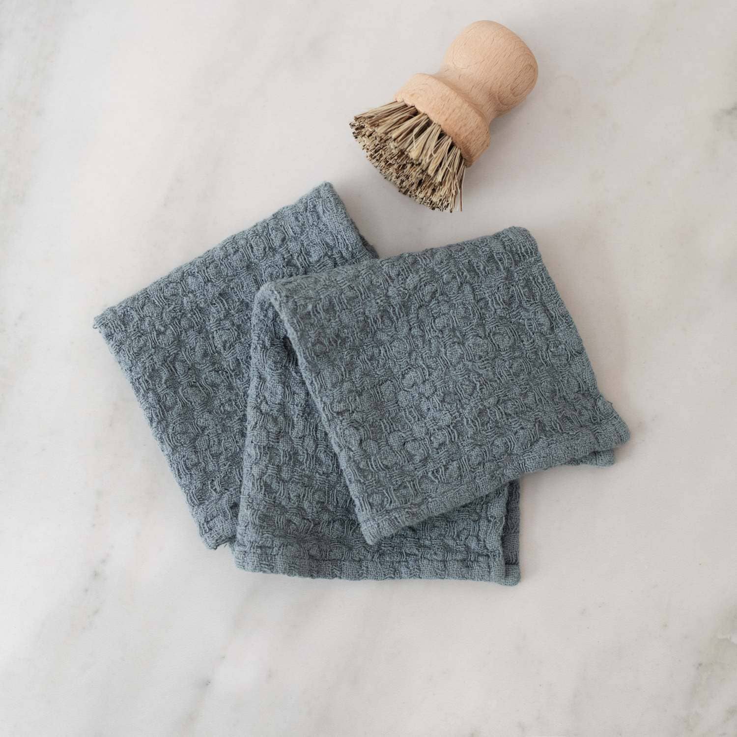 Linen Tales - Blue Fog Linen Dishcloth Set of 2