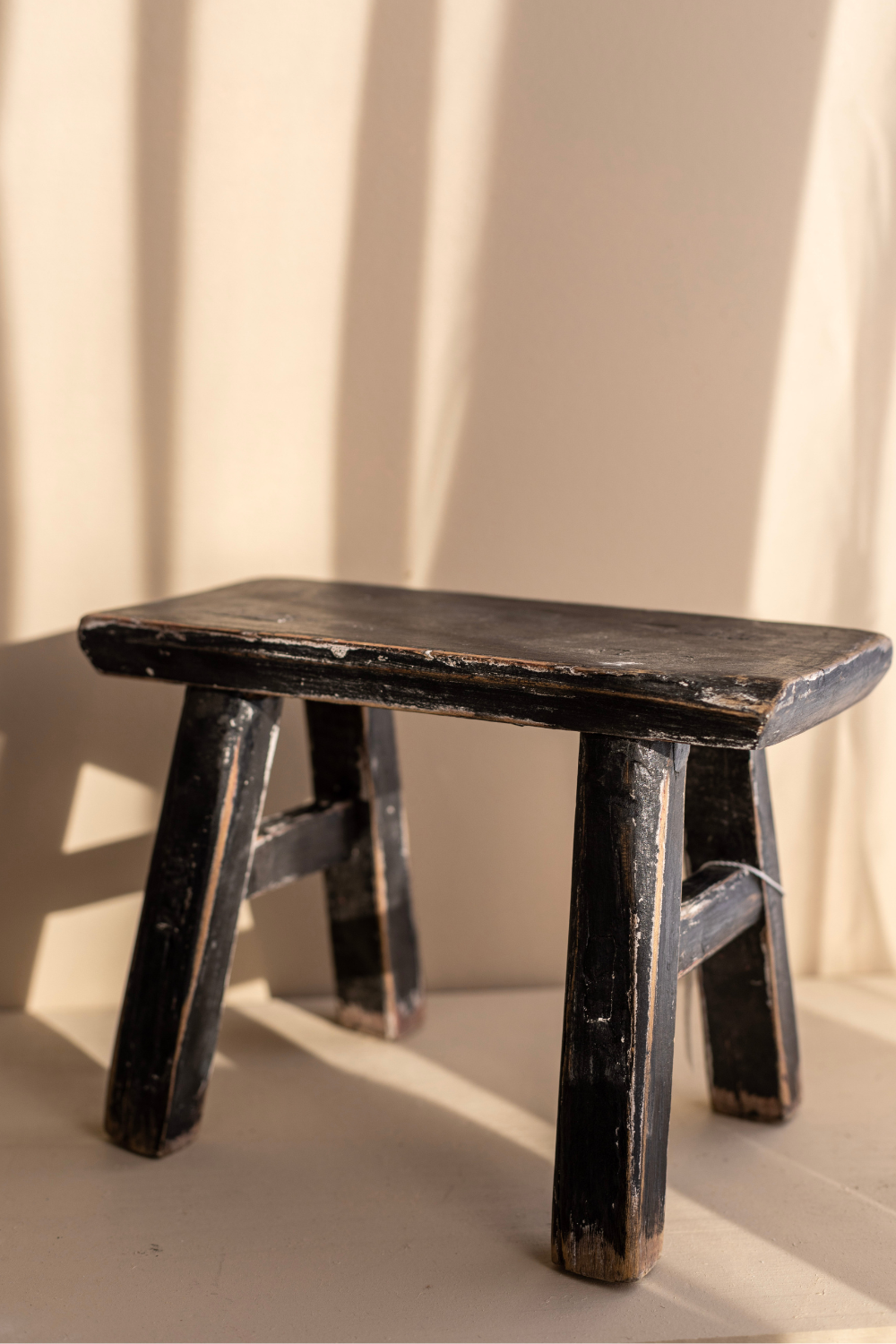 Luxe B Co - Vintage Small Wooden Stool Black