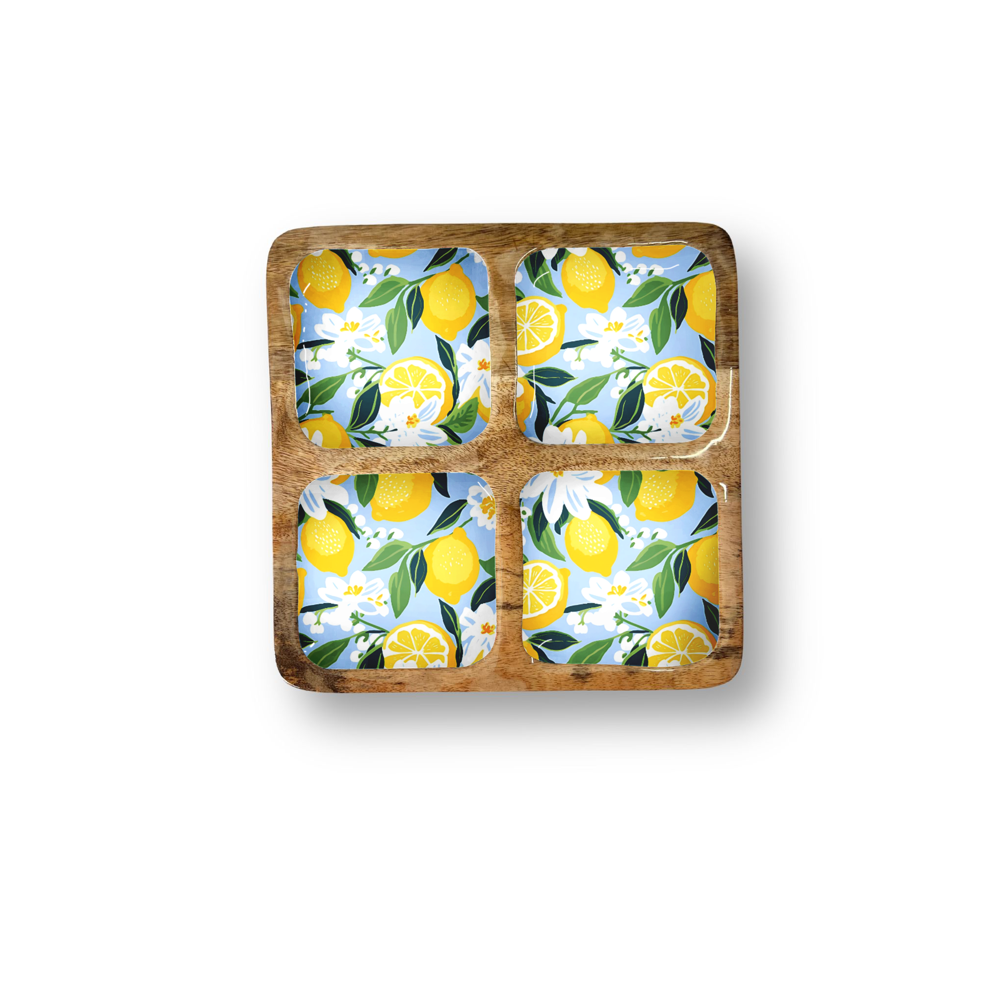 Lemons Decorative Tray with 4 Compartments