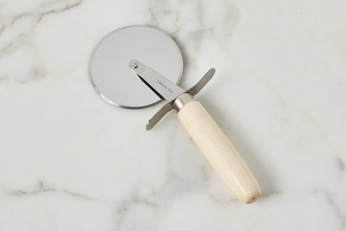 Italian Pizza Cutter, Beechwood and Stainless Steel