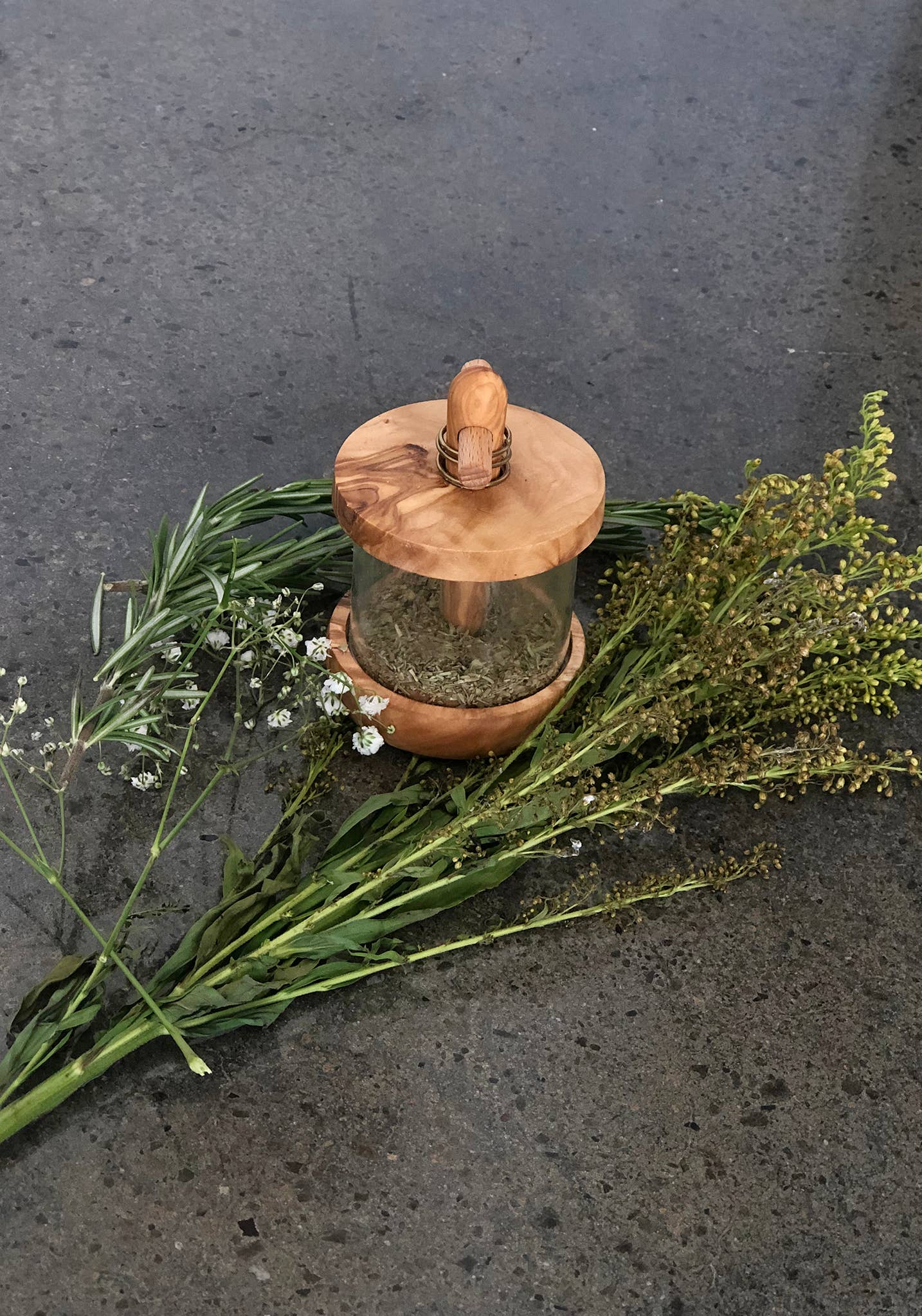 Olive Wood Herb Mill