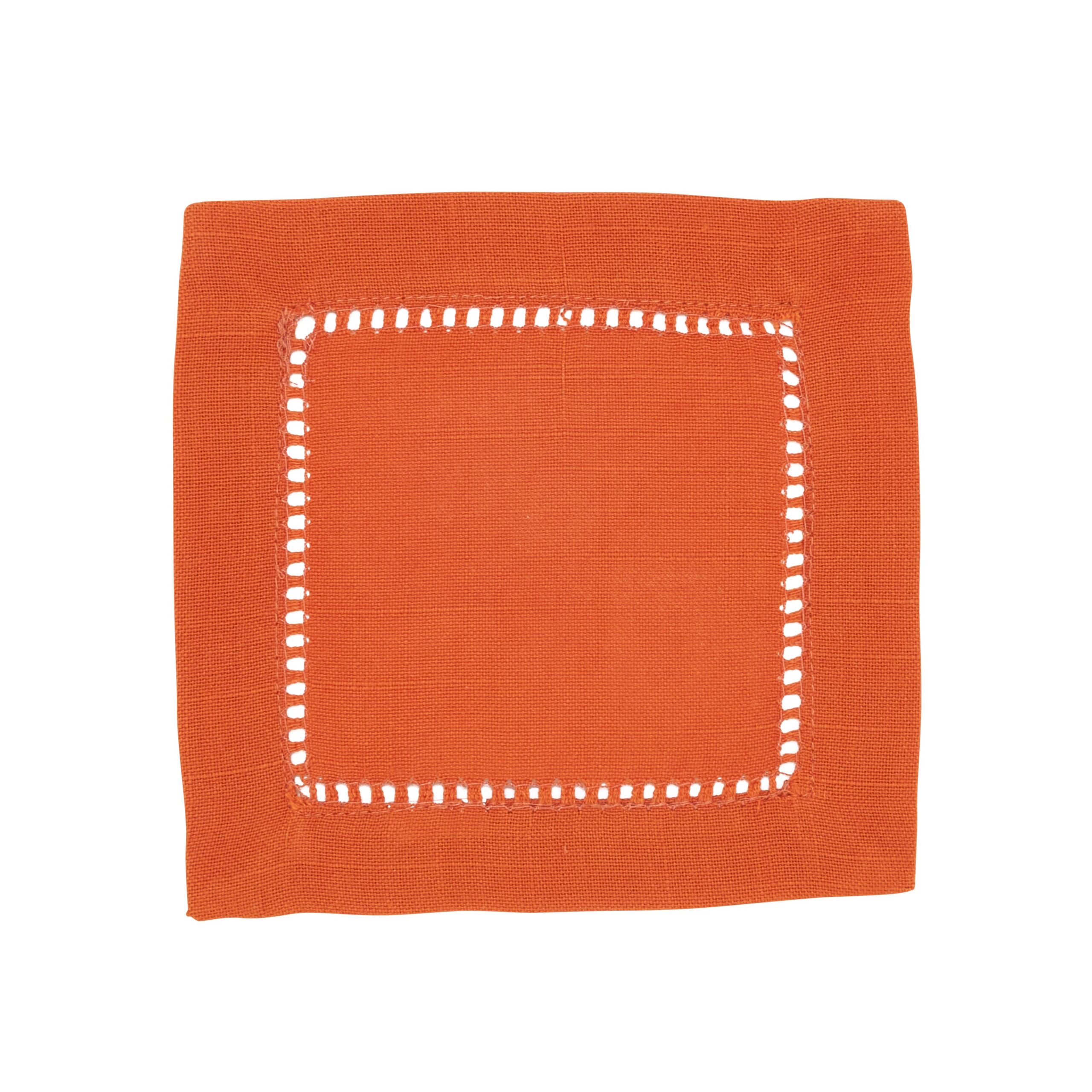 Hemstitched Border Napkin: Pumpkin, 6"