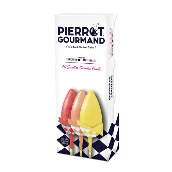 Pierrot Gourmand Fruit Flavored Lollipops Box 4.58oz - 10CT