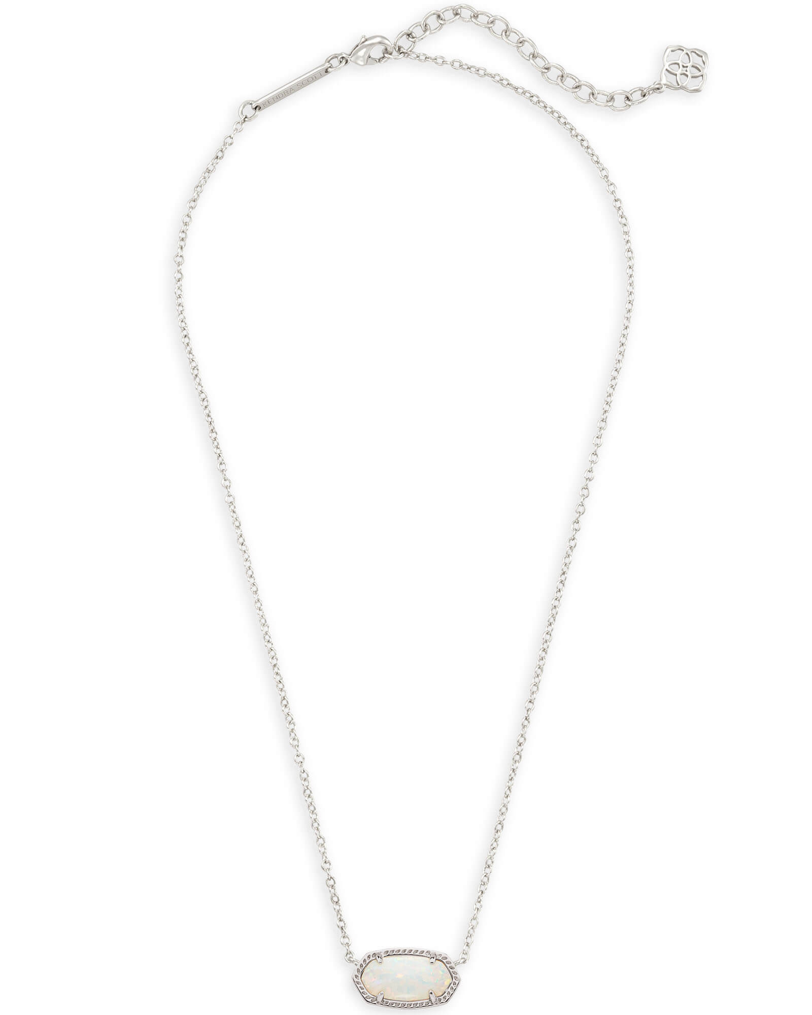 ELISA SHORT PENDANT NECKLACE RHODIUM WHITE OPAL