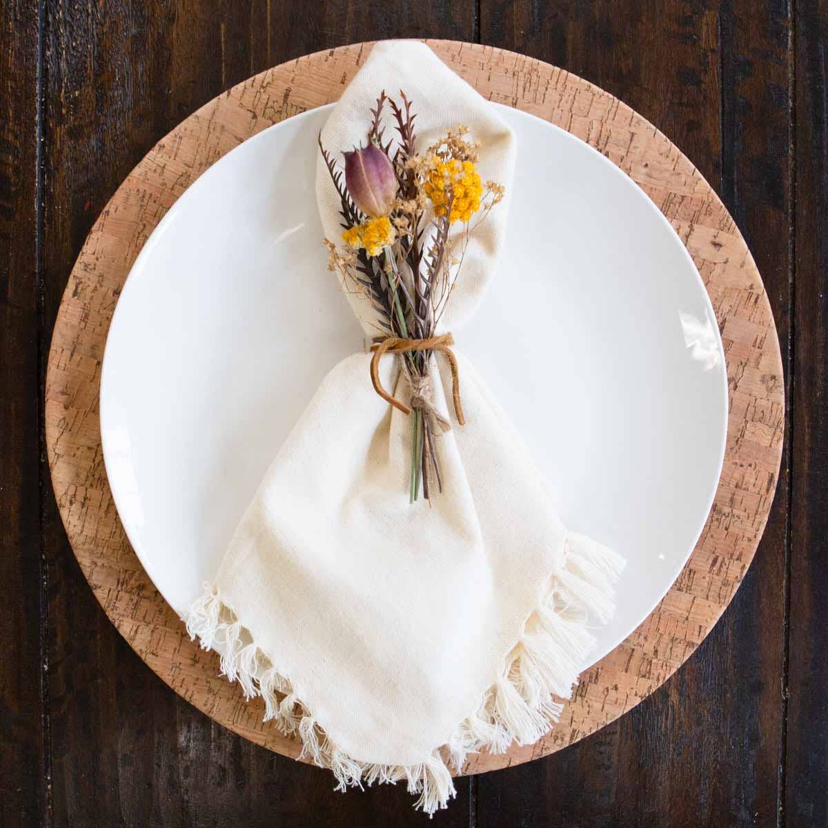 Fringe Napkin   Oat   18x18: Natural