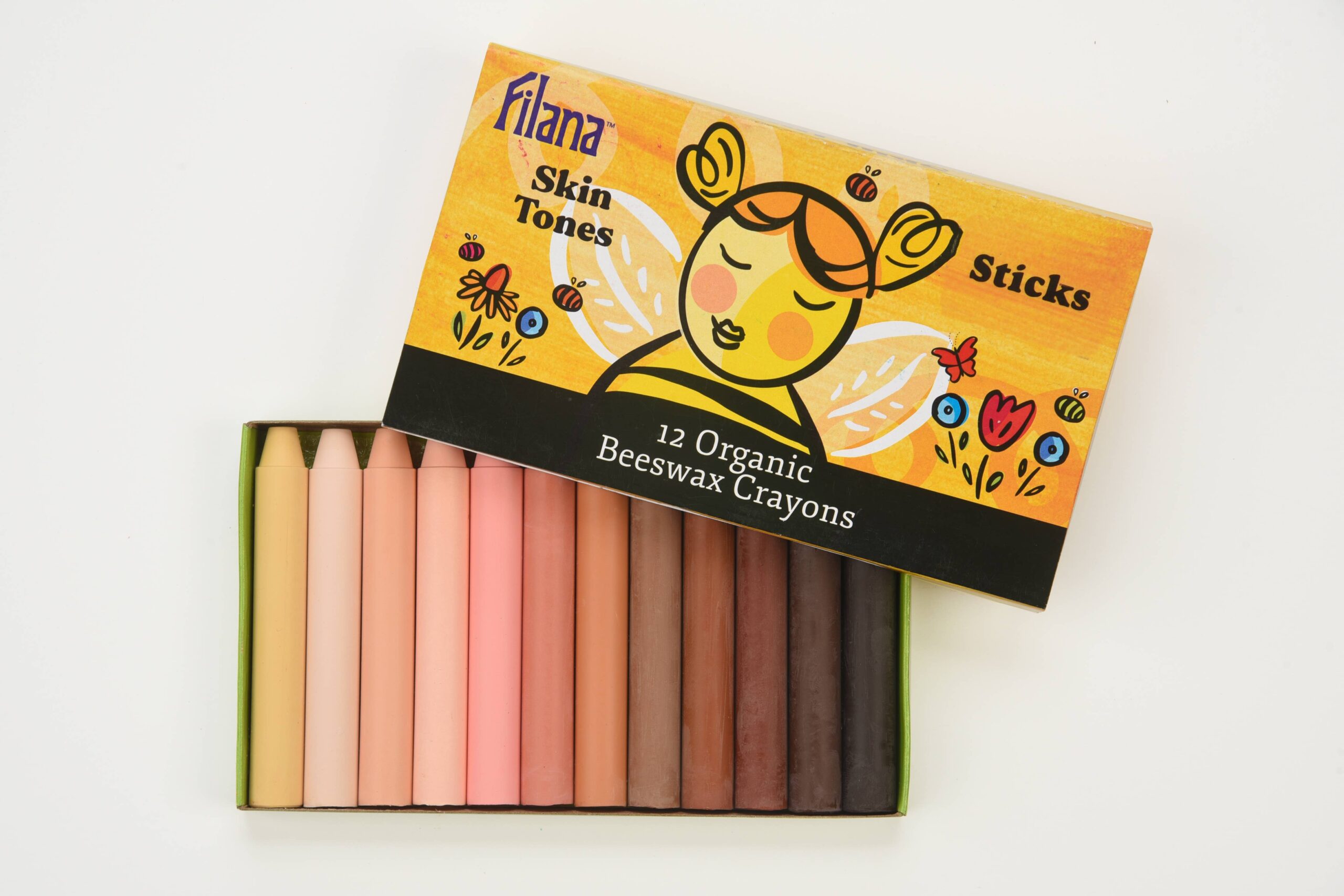 Organic Beeswax Crayons:12 Skin Tones Colors in Stick
