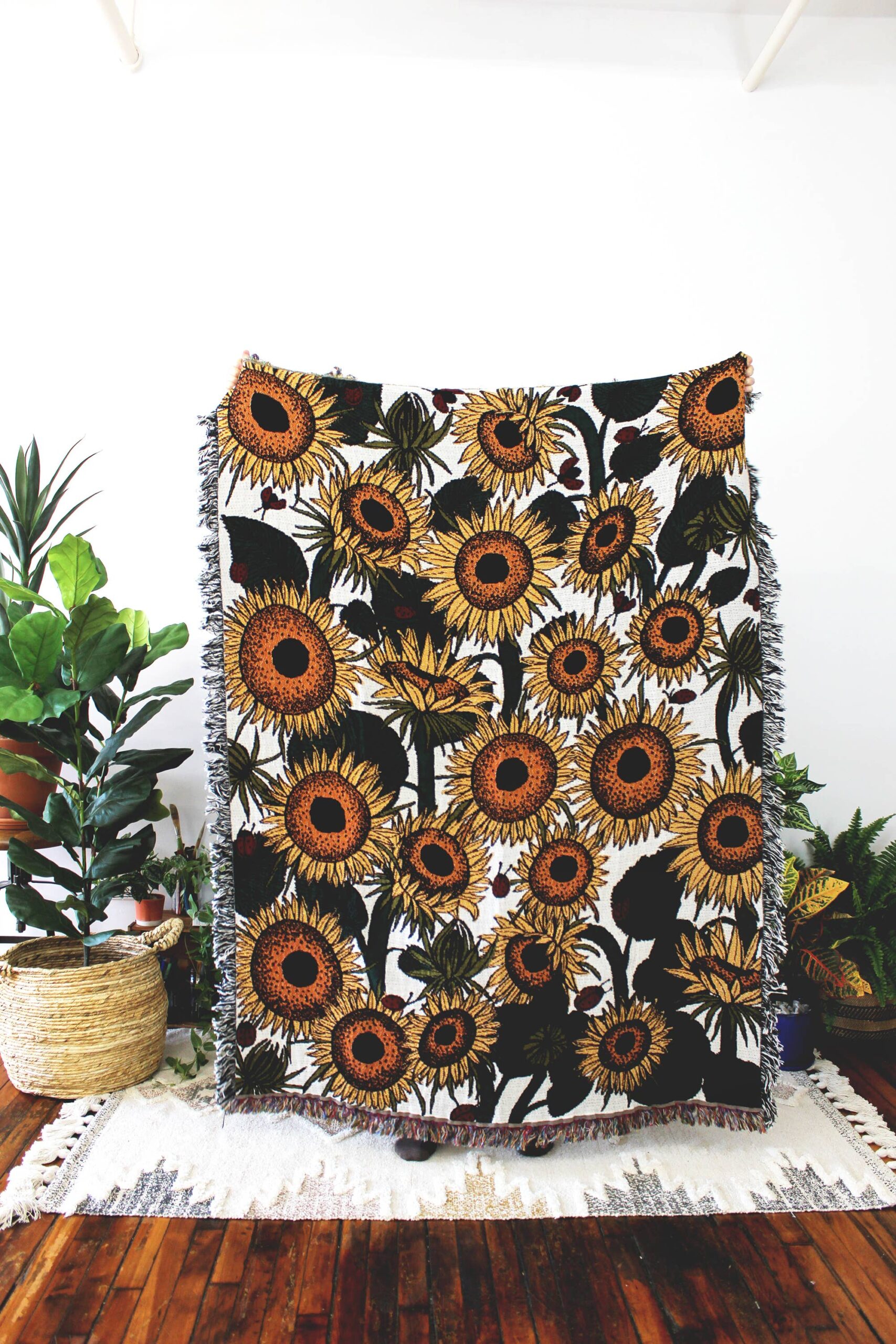 Calhoun & Co. - Sunflower & Ladybug Tapestry Blanket