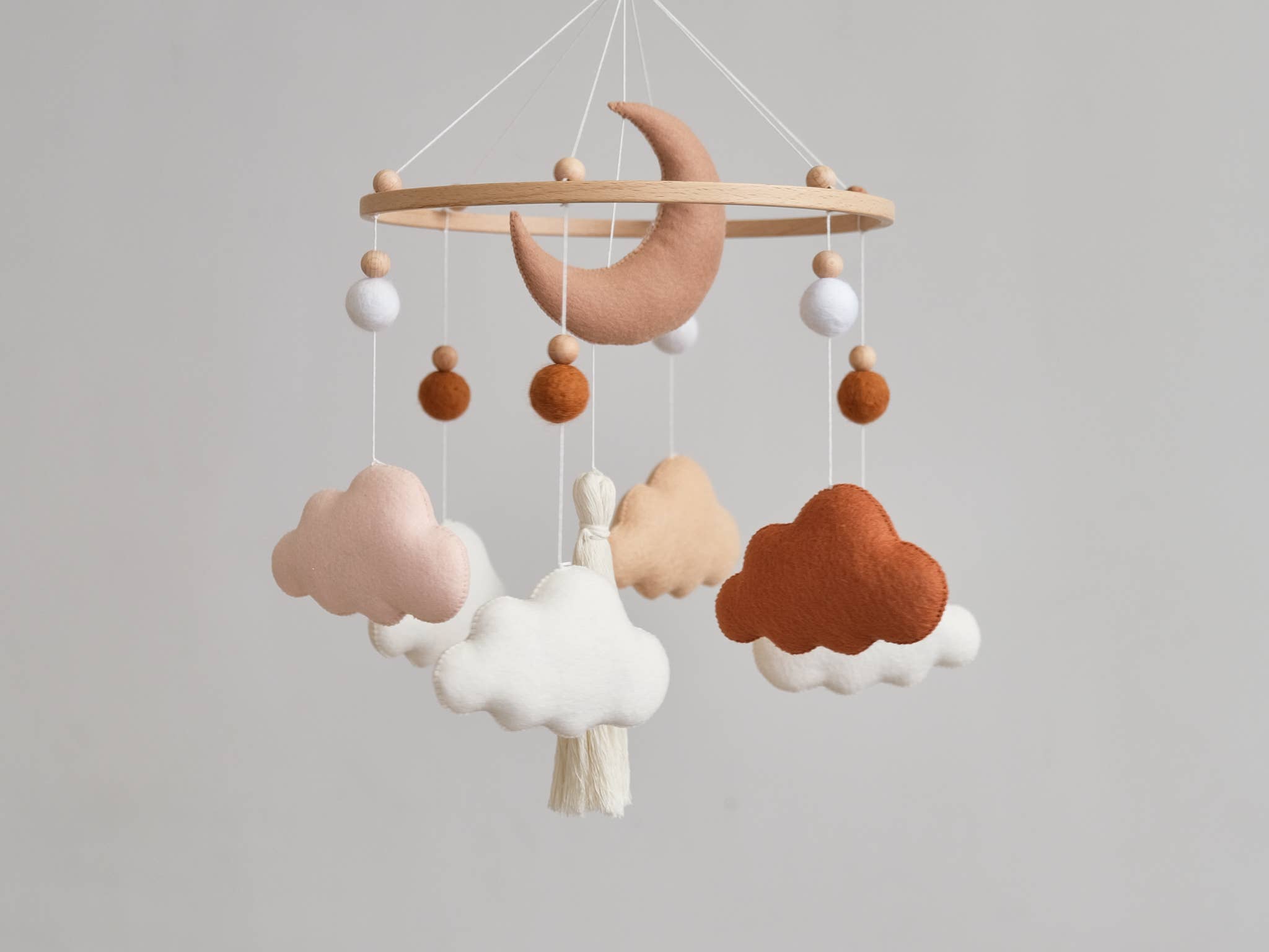 ChilDreams - Terracotta Baby Crib Mobile, Cloud Mobile, Nursery Mobile