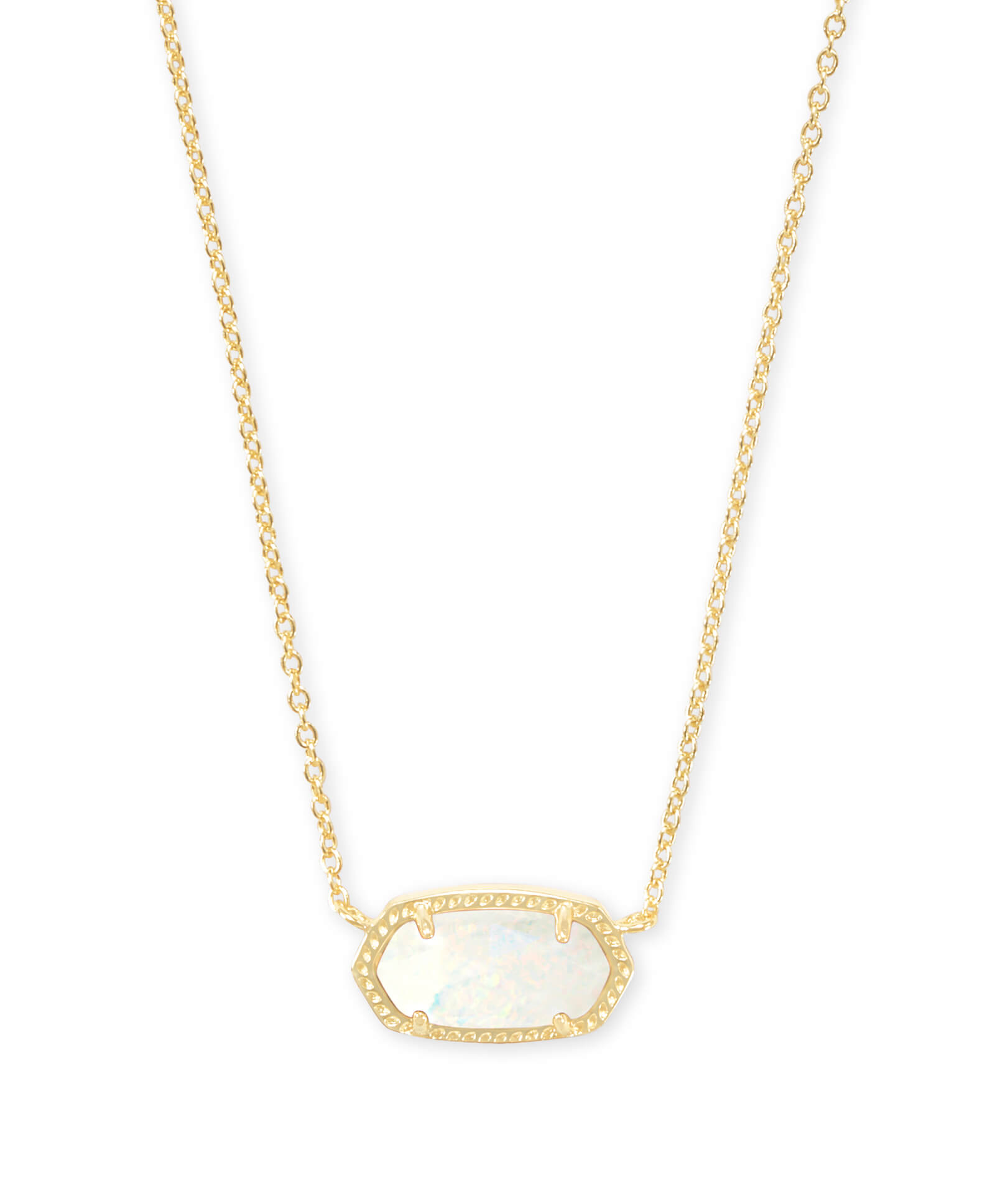 ELISA SHORT PENDANT NECKLACE GOLD WHITE OPAL