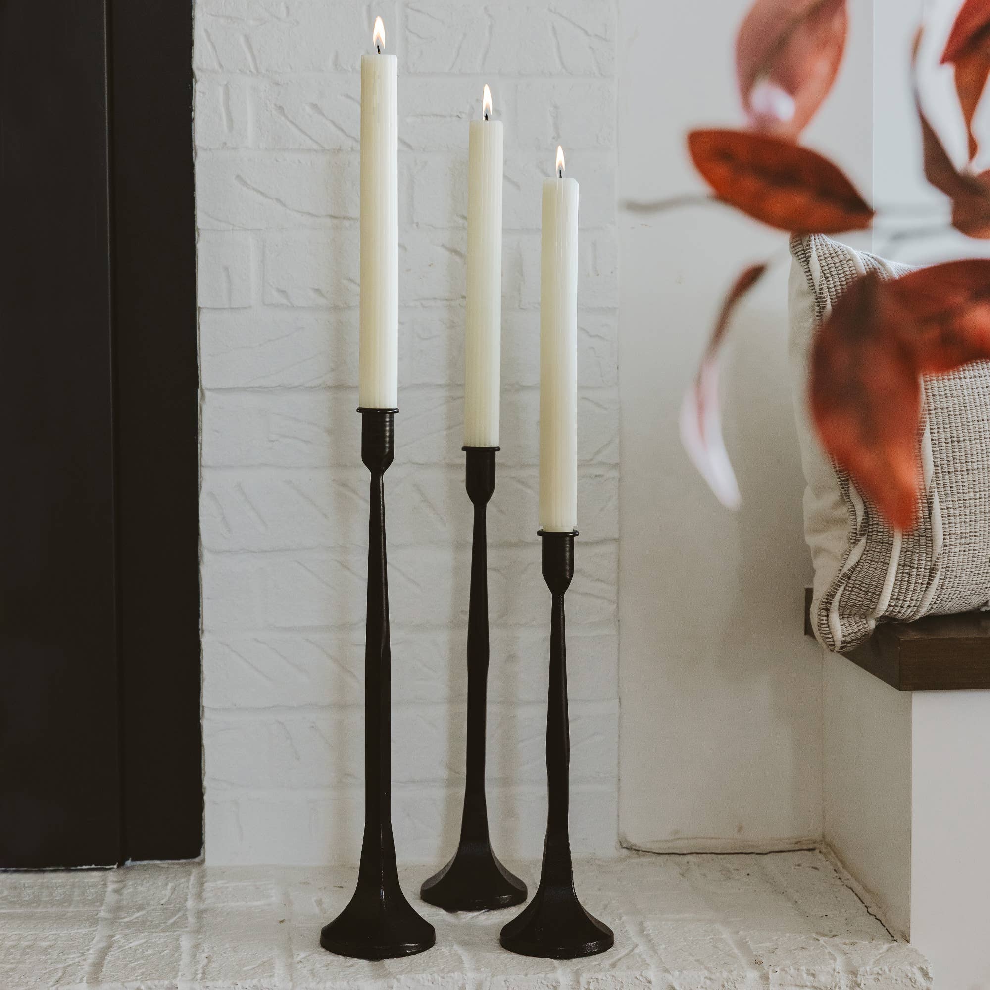 Cast Iron Taper Candle Holders, Set of 3