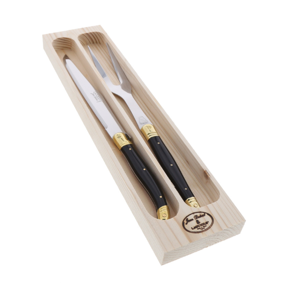Jean Dubost Carving Set in Black and Brass