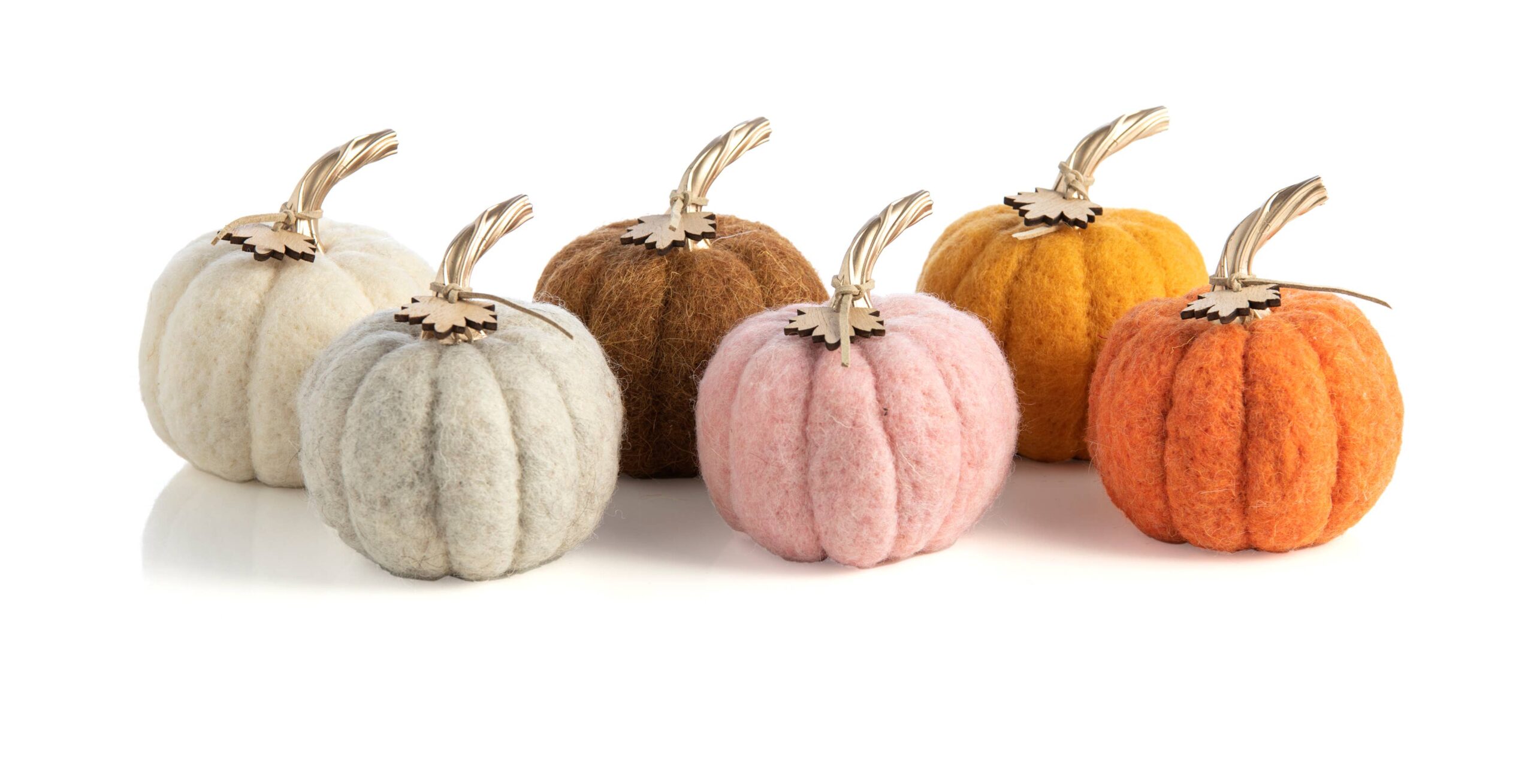 ASSORTED SET OF 6 FELT PUMPKINS, MULTI