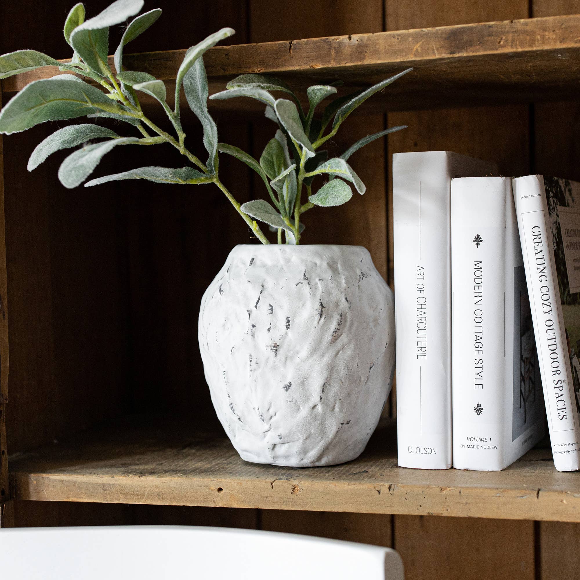 Ambrosine Distressed Ceramic Vase White