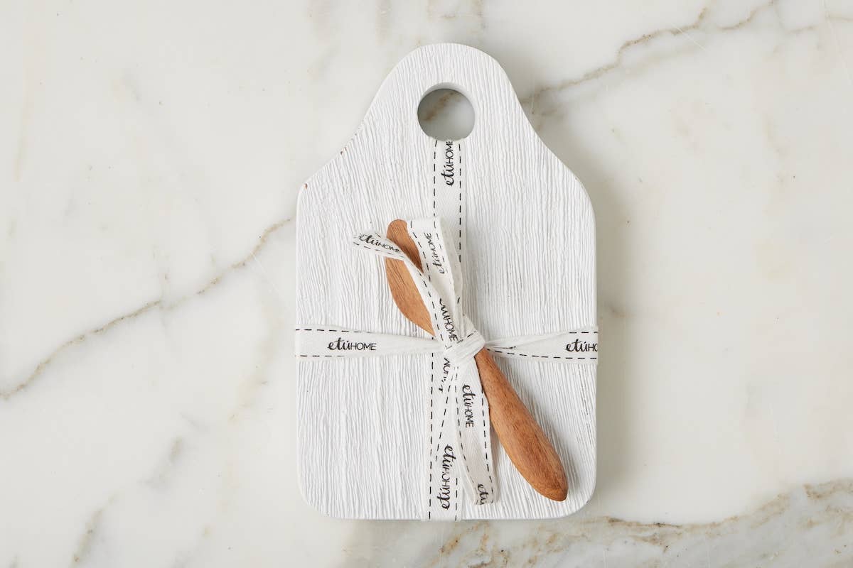 Dutch Cheese Board with Spreader White
