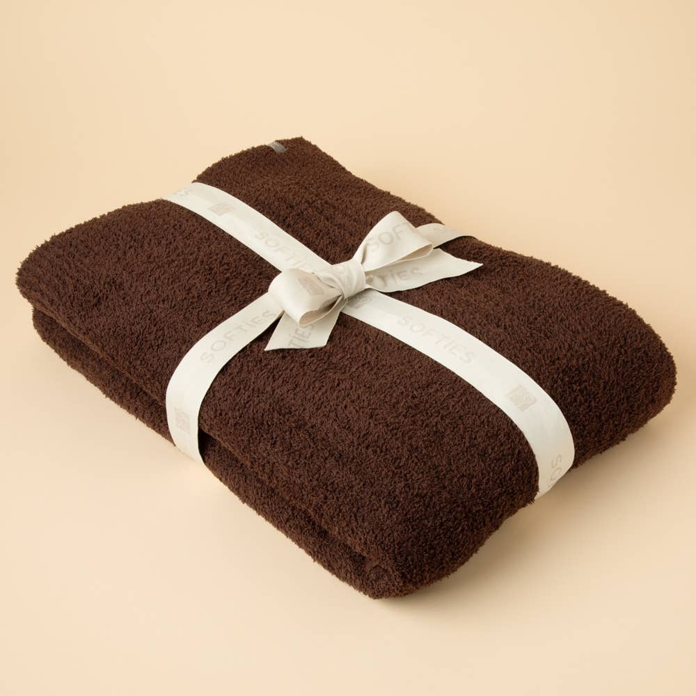 50" x 70" Solid Rib Marshmallow Blanket: Espresso, OSFM