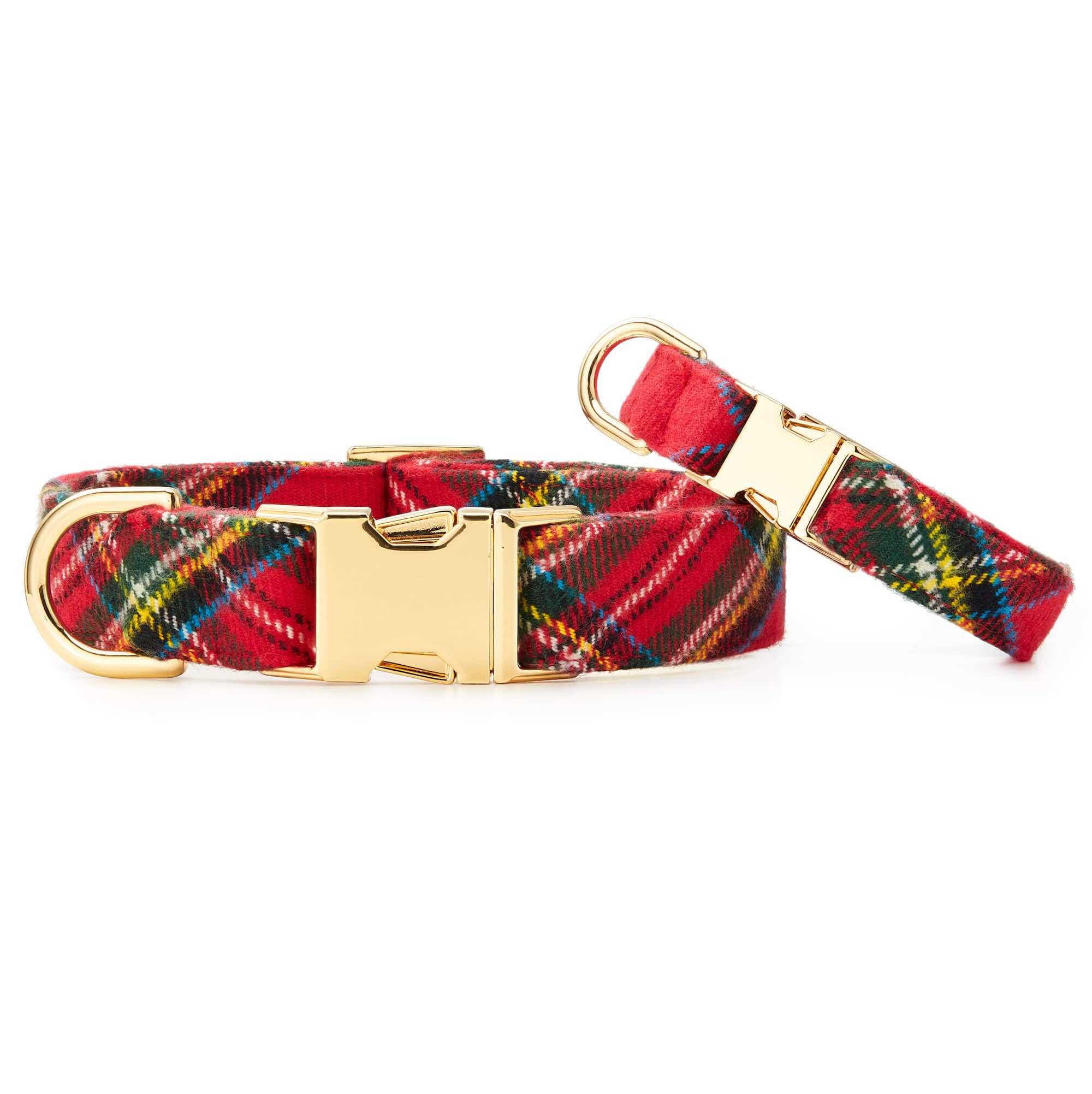 Tartan Plaid Flannel Holiday Dog Collar: S/ Gold - Image 3