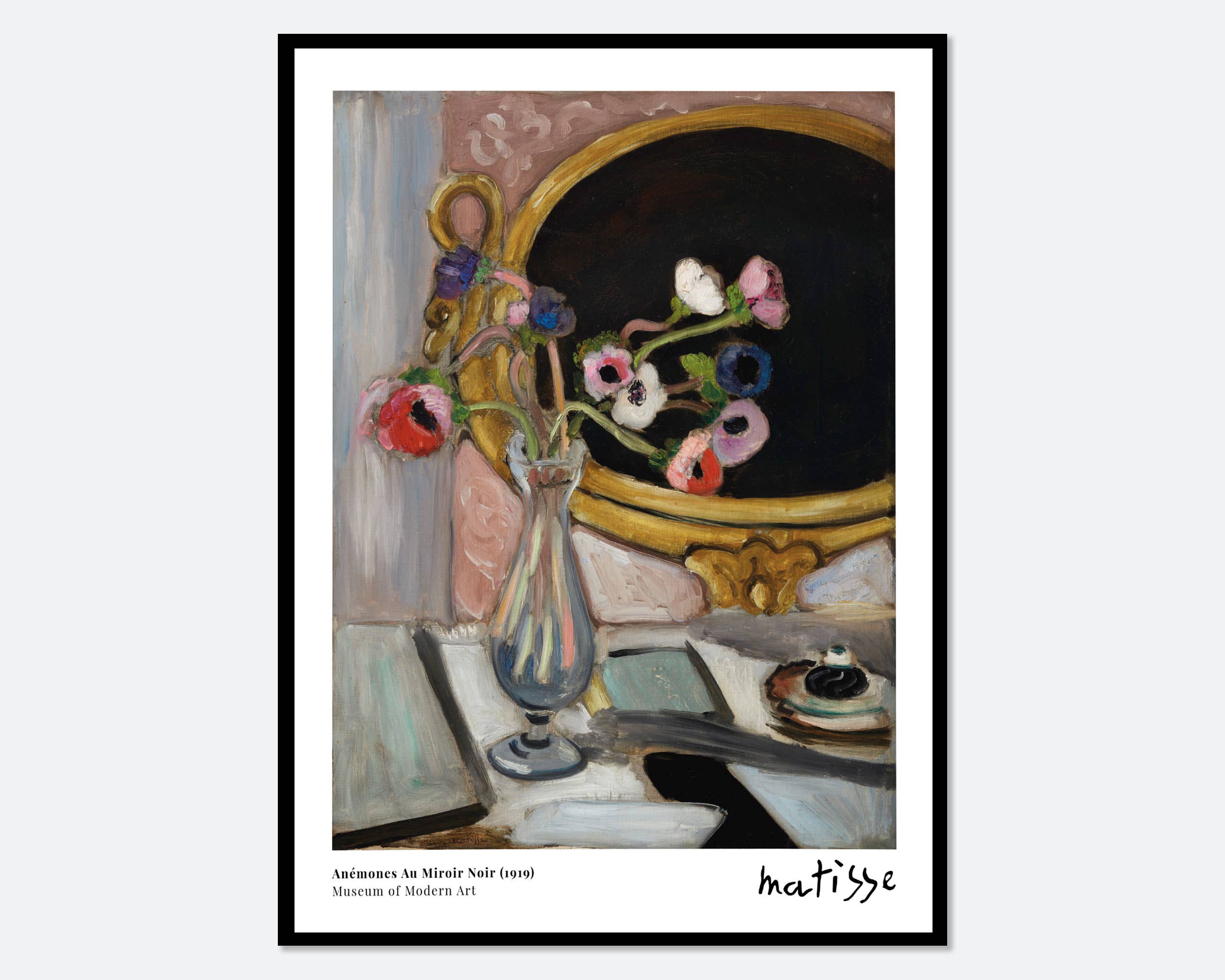 Sugar & Canvas - Henri Matisse Anémones Au Miroir Noir Art Print M148