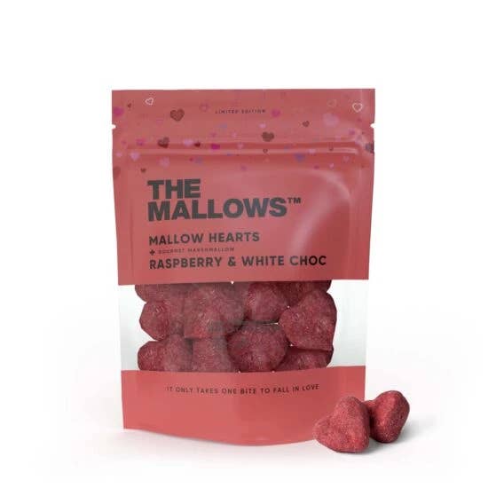 The Mallows White Chocolate & Raspberry Hearts 90g