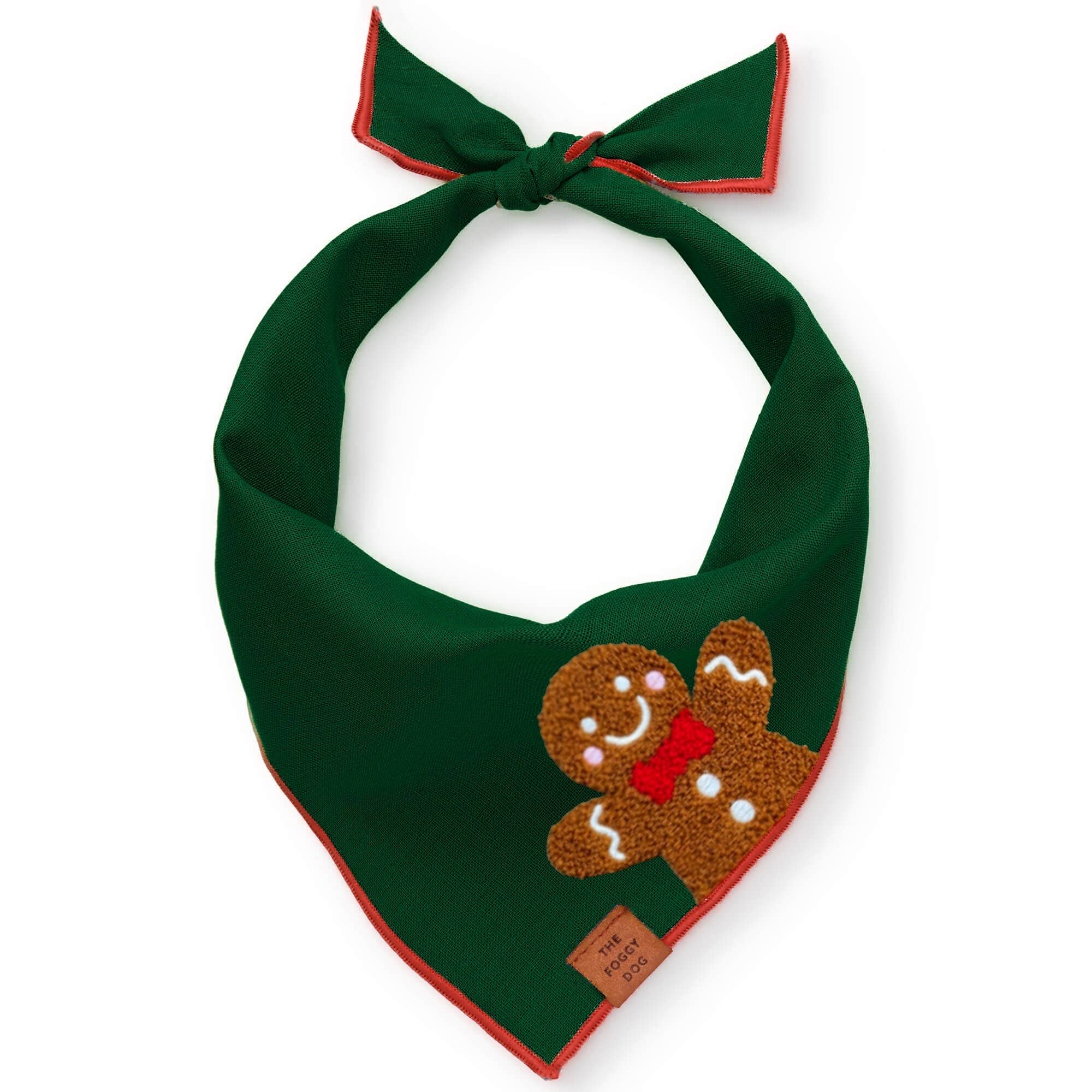 Gingerbread Man Applique Dog Bandana: Large