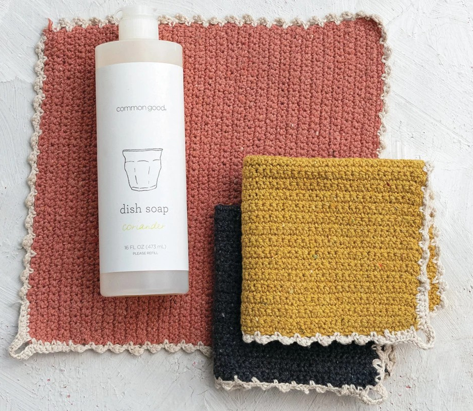 Hand Made Crocheted Dish Cloth, Set of three