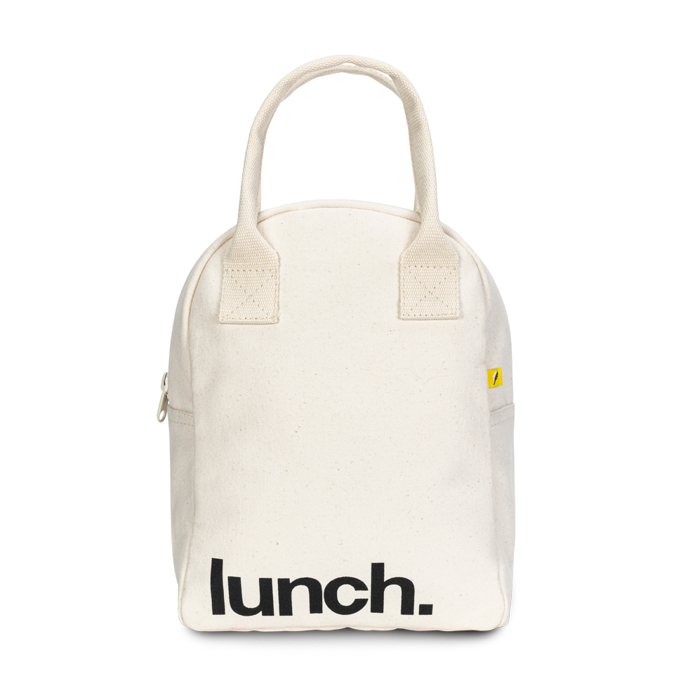 Fluf - Zipper Lunch Bag - 'Lunch' Natural