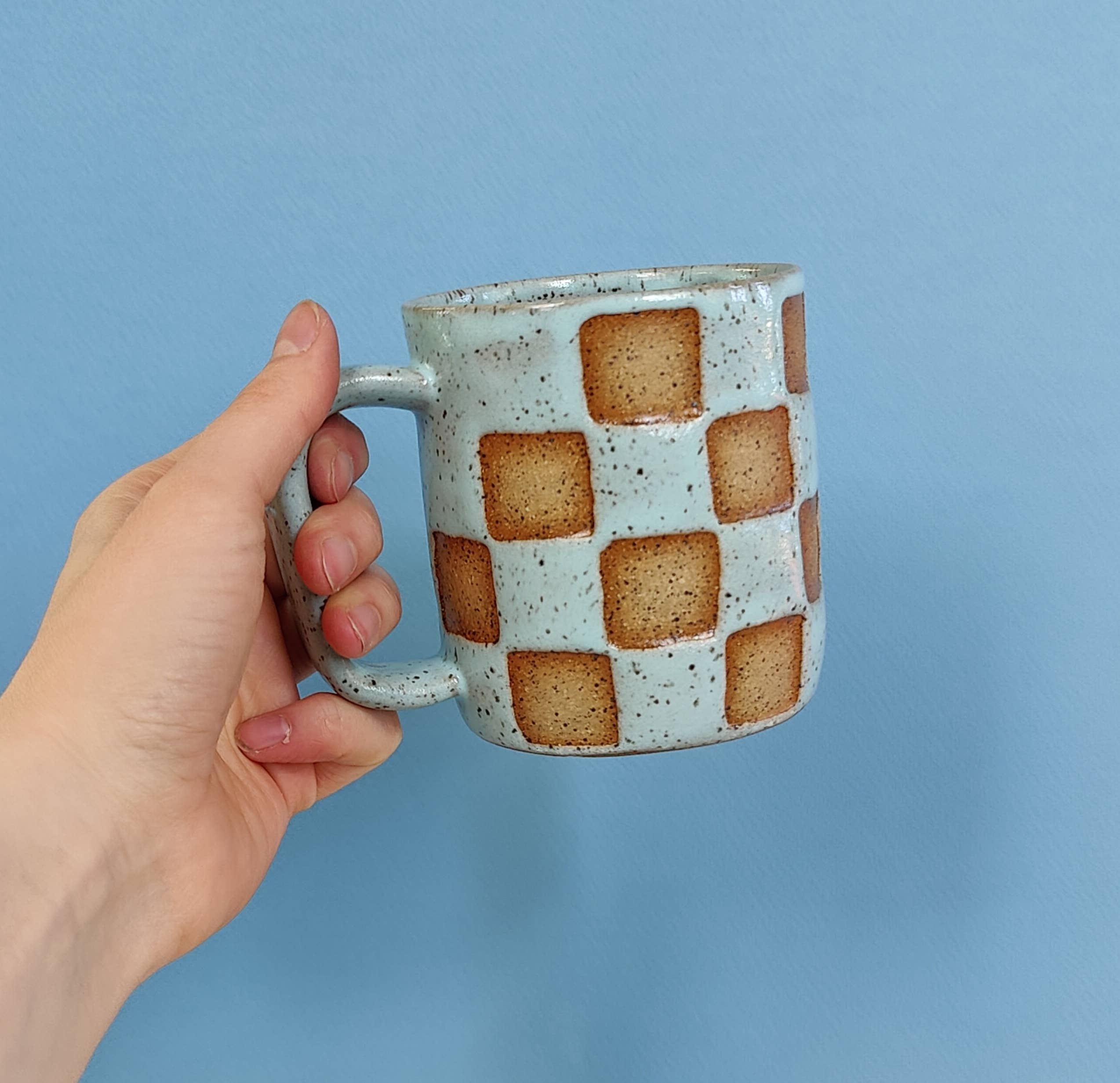 Osso Ceramics - Checker Mug in Light Blue