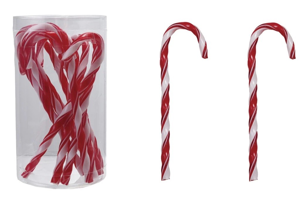 Plastic Candy Cane Drink Stirrers 5" with Stripes, Set of 10